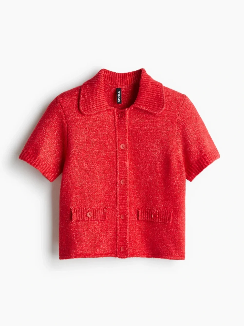 H&M Red Short-Sleeve Collared Button Cardigan - Picture 1 of 3
